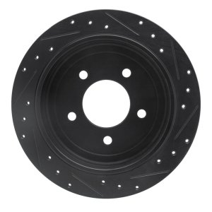 Ford F-150 Brake Rotor (1) - Rear Left - R1 Concepts - Drilled & Slotted - Black - `97-`04